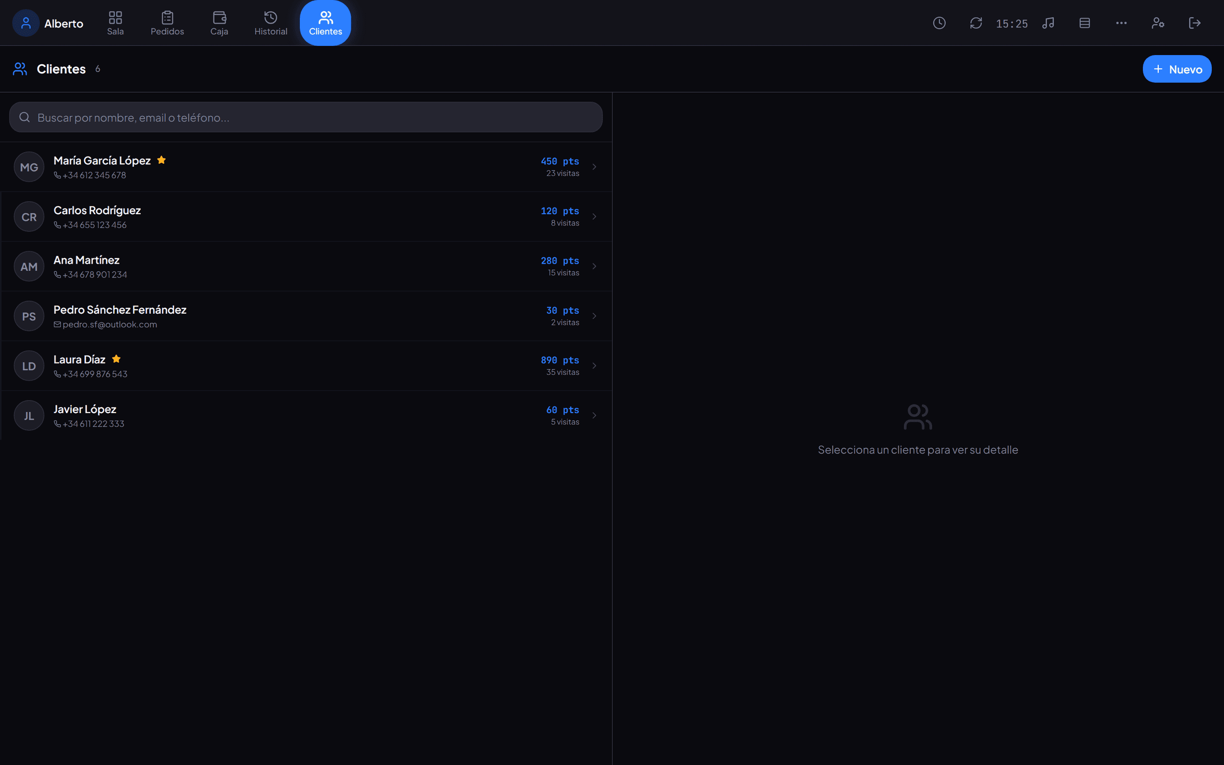 TPV Fraxuo — fichero de clientes del local con su histórico